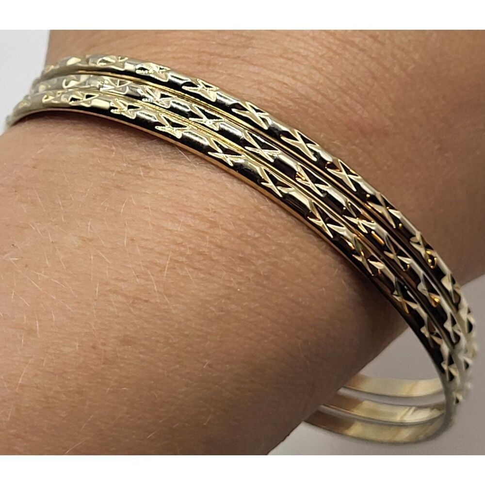 Set of 3 Bangle Bracelets 2.6in dia